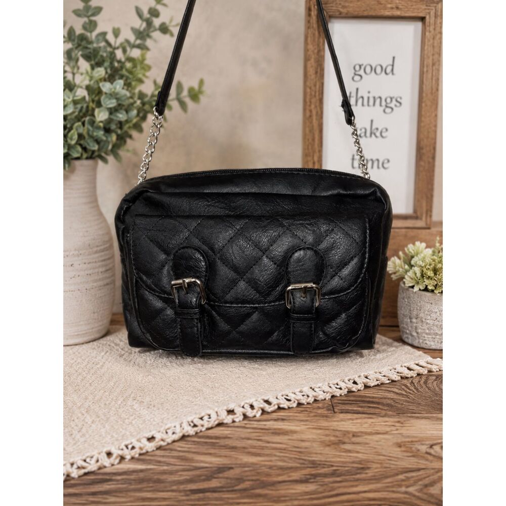 Candies Y2K Black Quilted Small Crossbody Handbag Purse